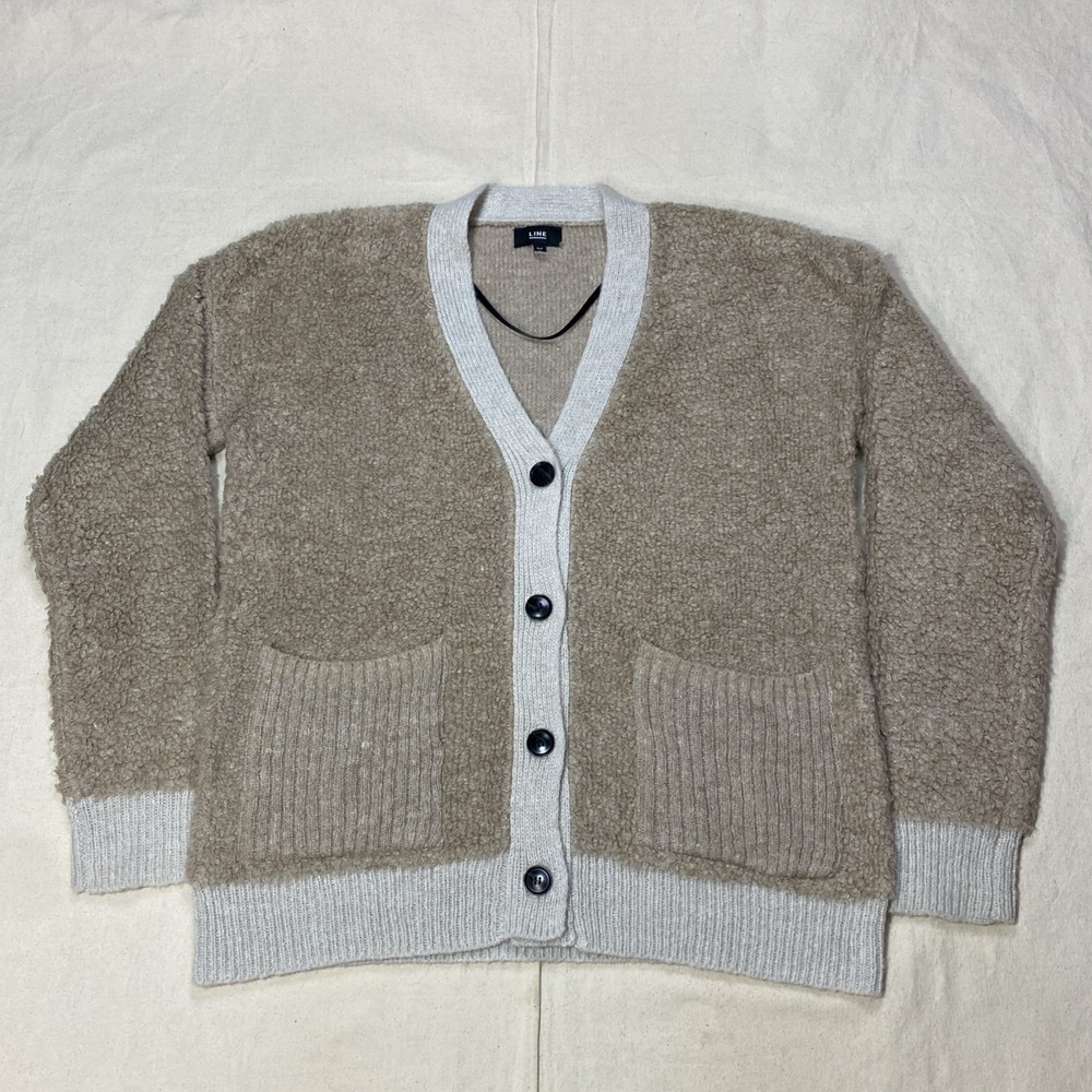 Line Wool Mohair Blend Cardigan Men's Small Deep Pile Sherpa Super Soft